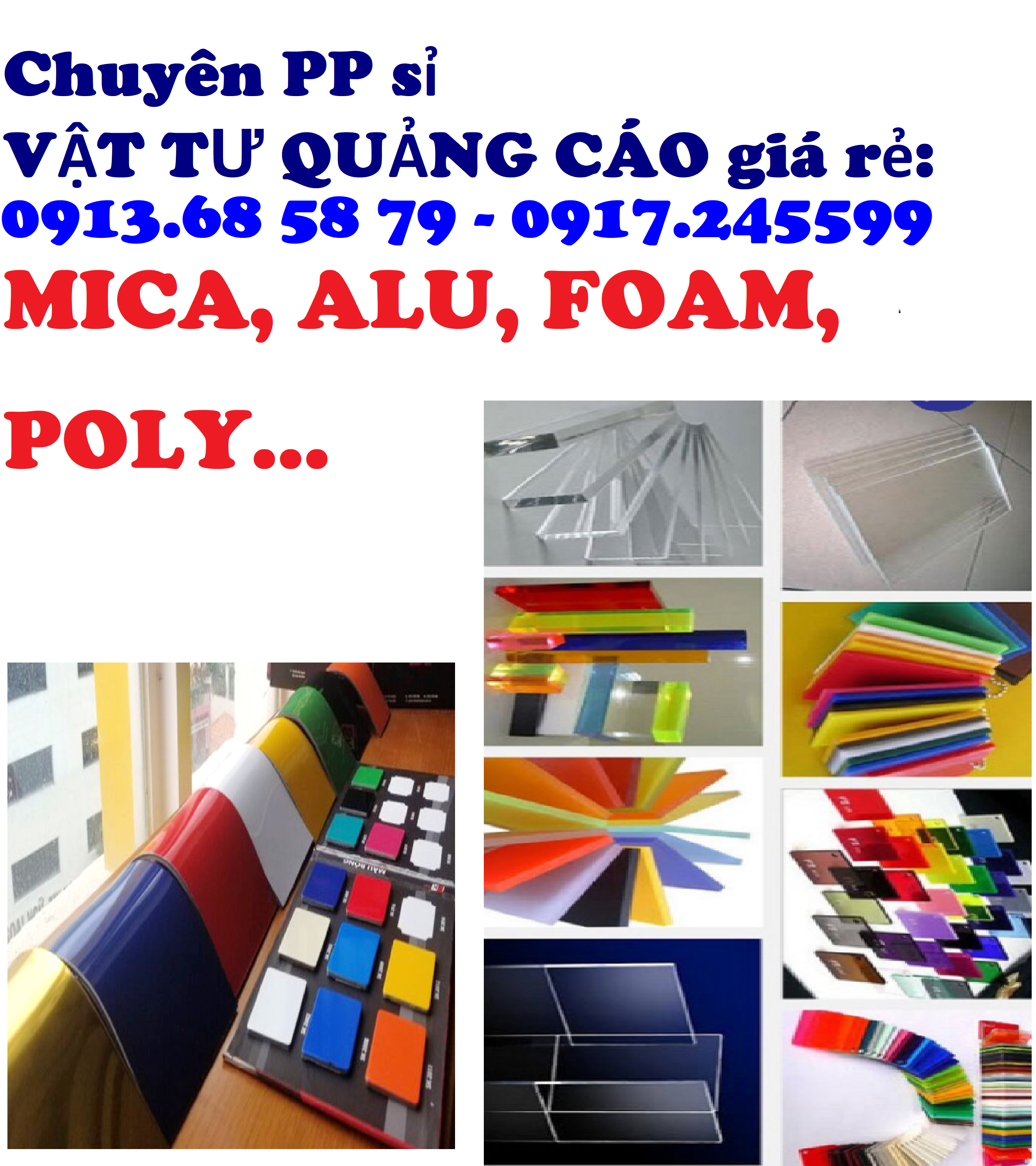 Vật tư quảng cáo Mica, Alu, Tấm Format, formex, Poly